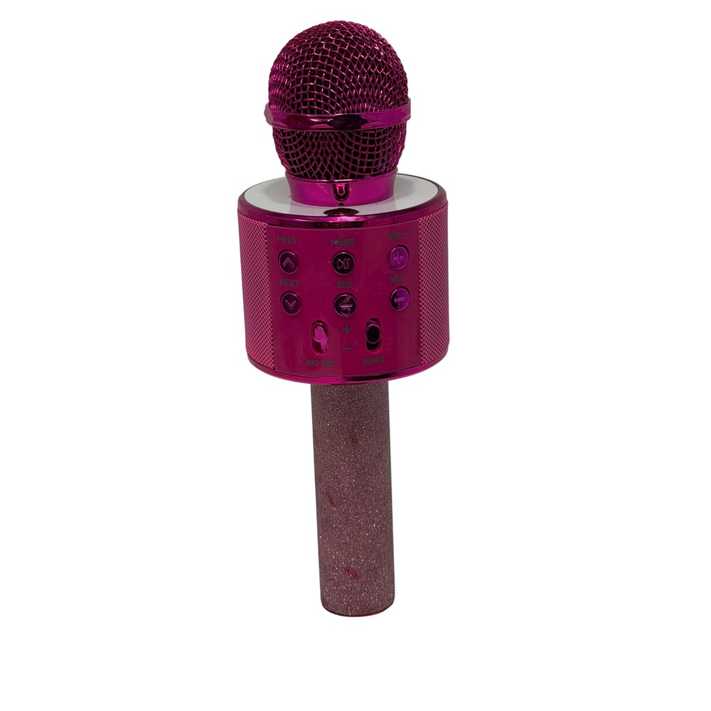 Gabba Goods Pink Glitter Bluetooth Karaoke‎ Microphone Wireless Speaker Recorder